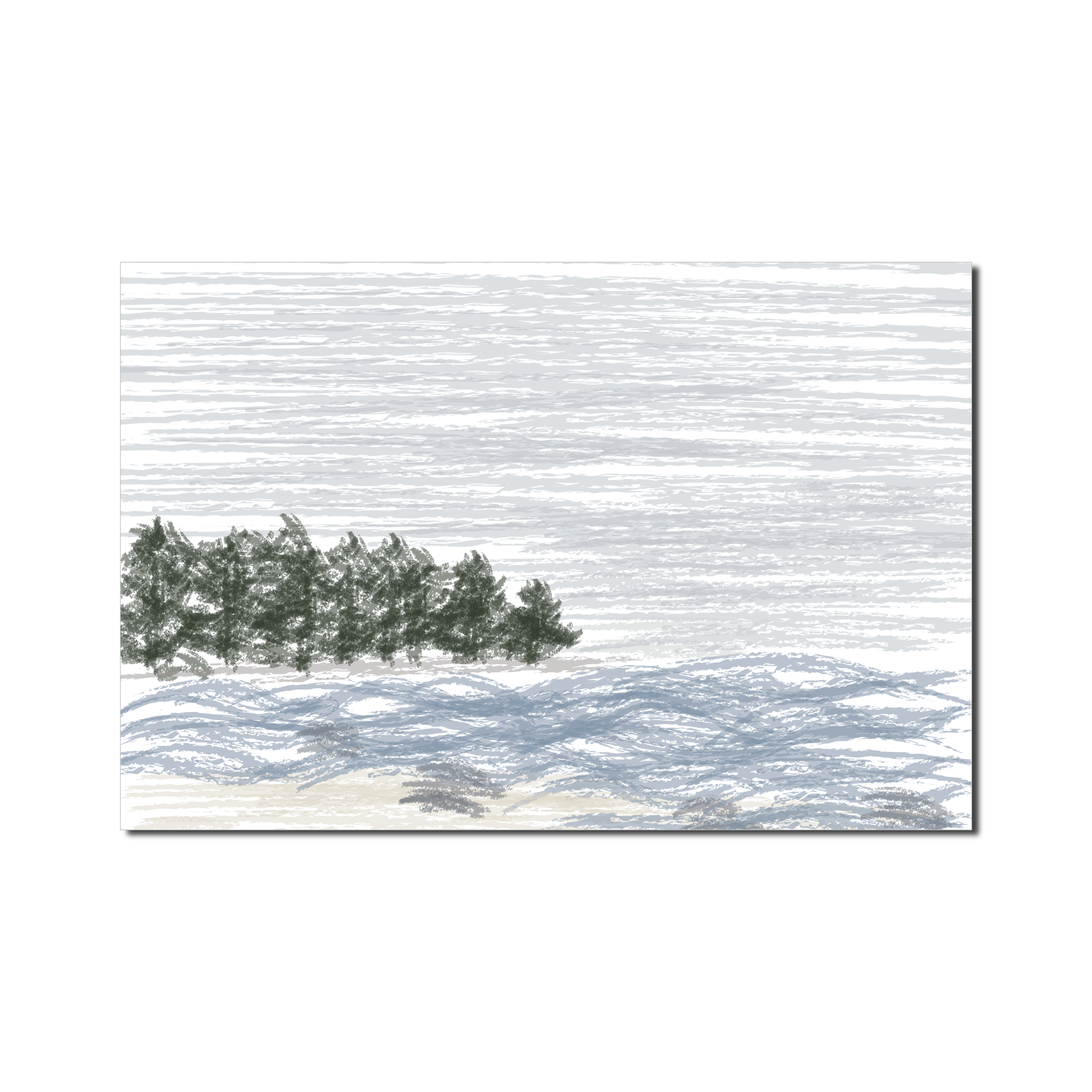Maine Coast Postcard - Crayon Illustration